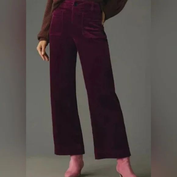 Anthropologie Burgundy Wide Leg Pants - Picture 3 of 16